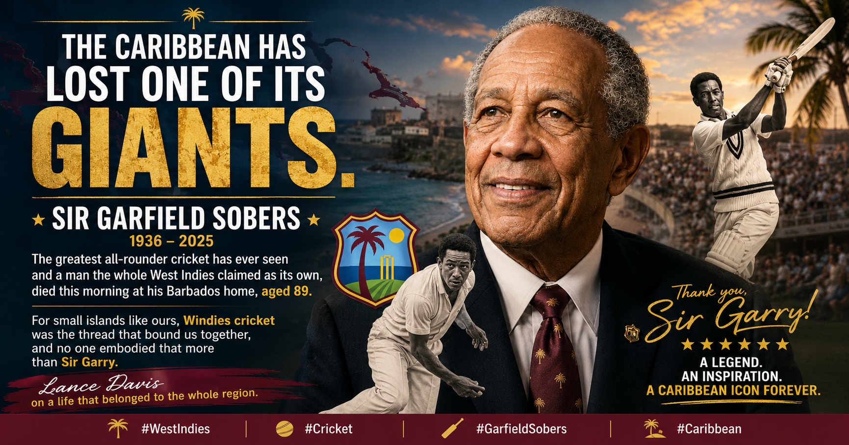 Sir Garfield Sobers, the Caribbean’s Greatest Cricketer, Dies at 89