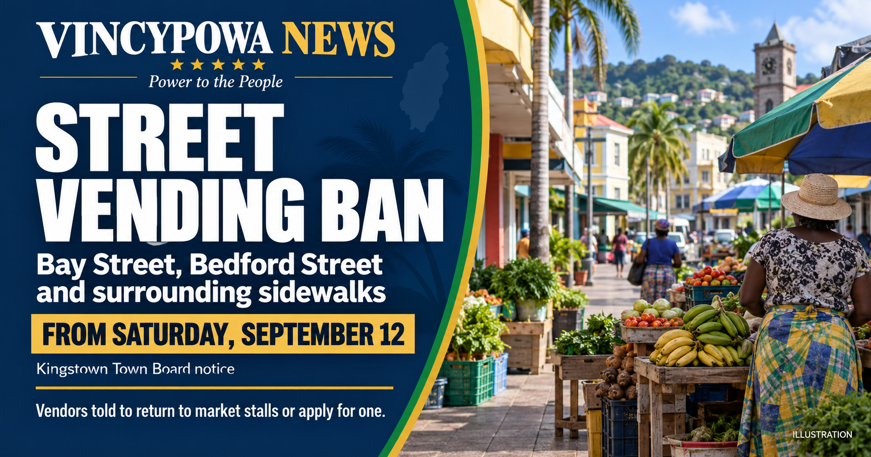 Kingstown Town Board Bans Vending on Bay and Bedford Streets from Saturday