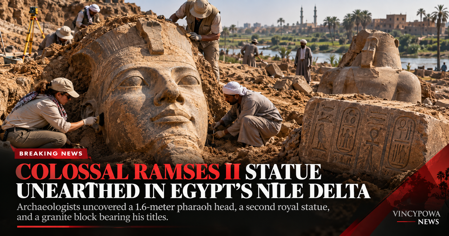 Colossal Ramses II Statue Unearthed in Egypt’s Nile Delta After Villager Reports Inscribed Stone