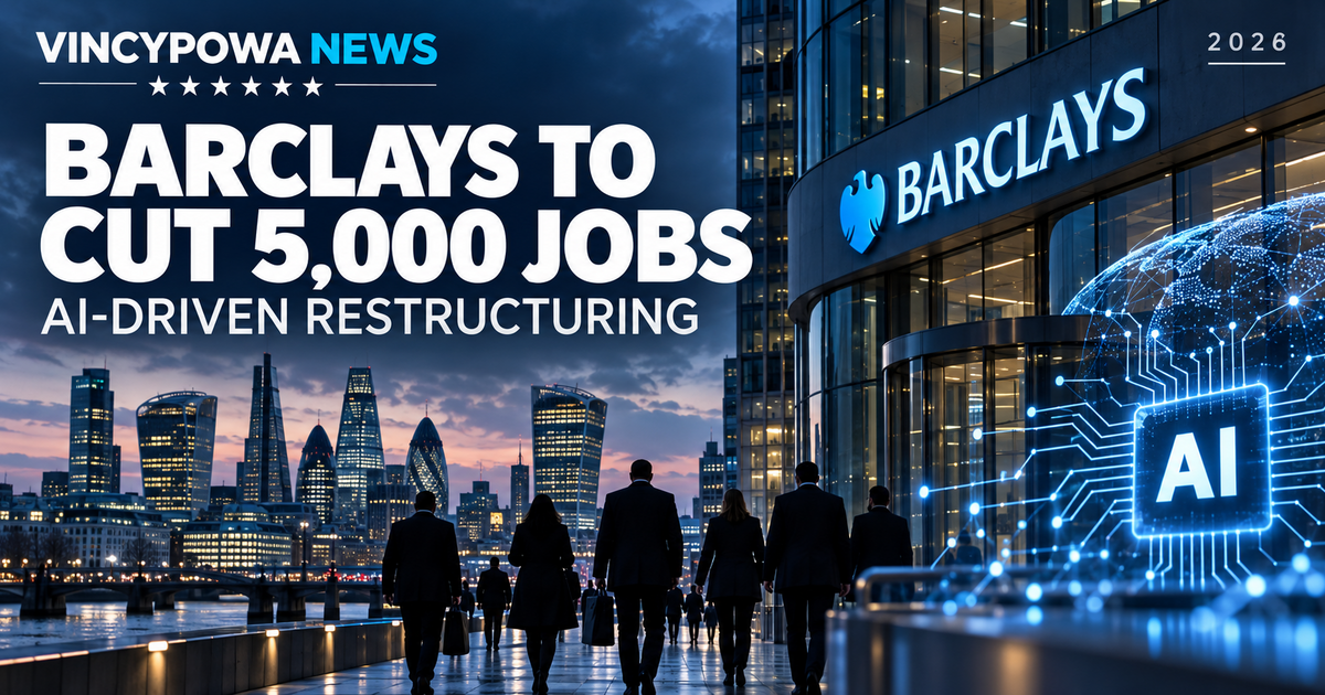 Barclays to Eliminate 5,000 Jobs by Year-End as AI Reshapes Banking Operations